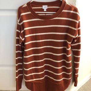 Peyton Jensen striped top long sleeve thin fleece lined